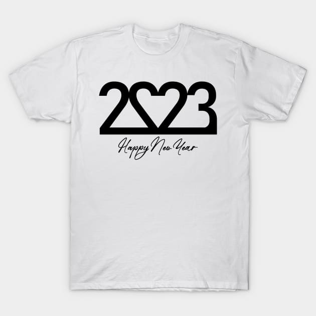 Happy New Year 2023 - Black T-Shirt by SimSang